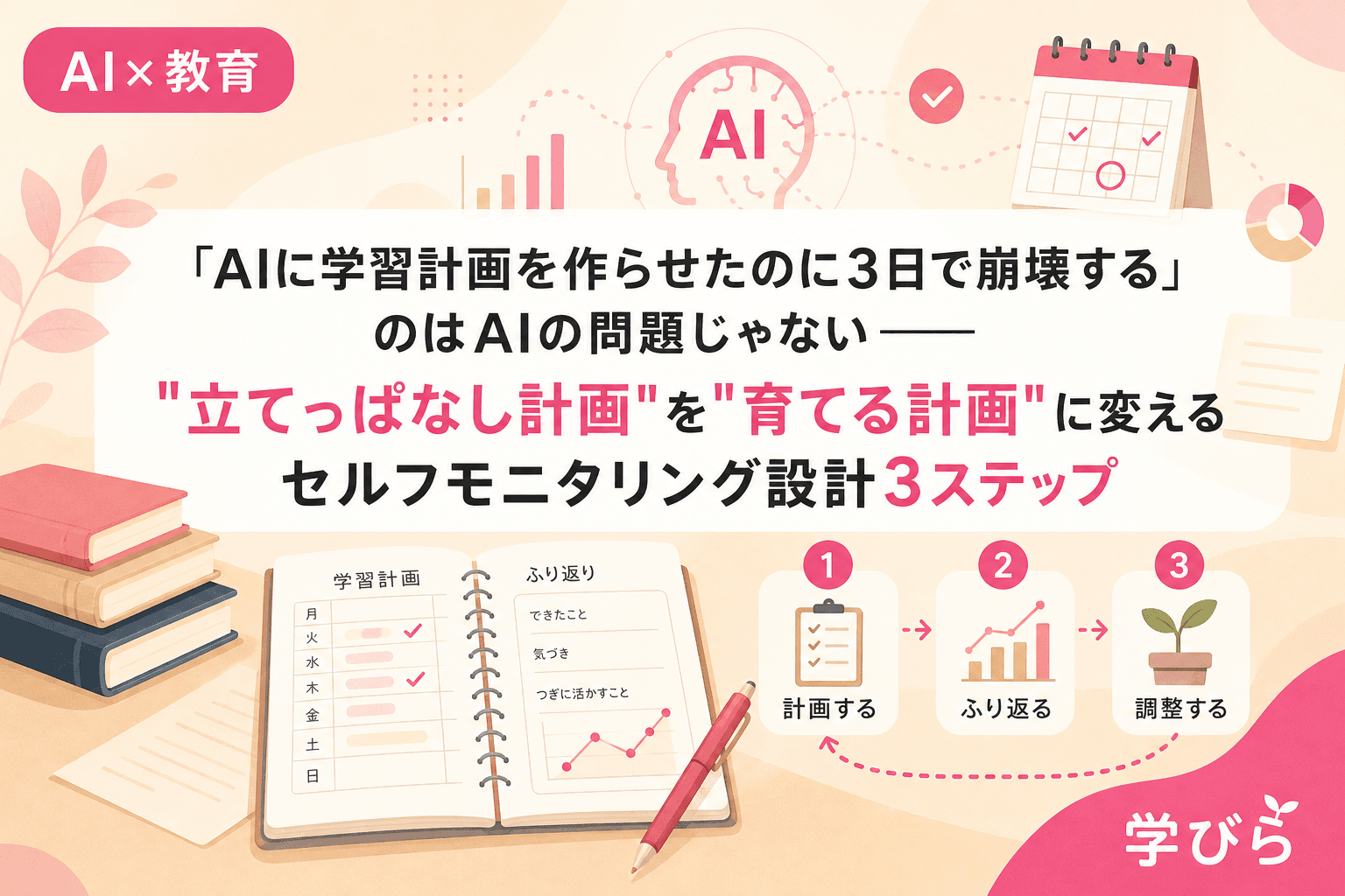 「AIに学習計画を作らせたのに3日で崩壊する」のはAIの問題じゃない――"立てっぱなし計画"を"育てる計画"に変えるセルフモニタリング設計3ステップ