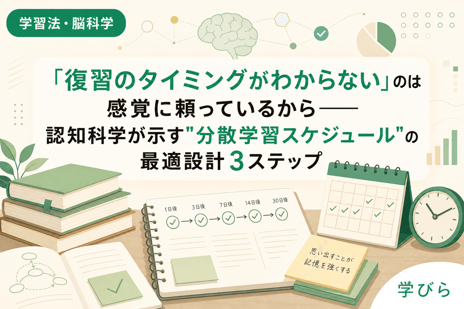 「復習のタイミングがわからない」のは感覚に頼っているから――認知科学が示す"分散学習スケジュール"の最適設計3ステップ