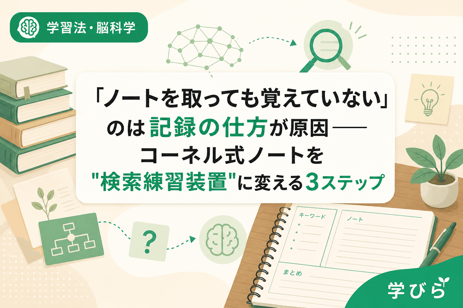 「ノートを取っても覚えていない」のは記録の仕方が原因――コーネル式ノートを"検索練習装置"に変える3ステップ