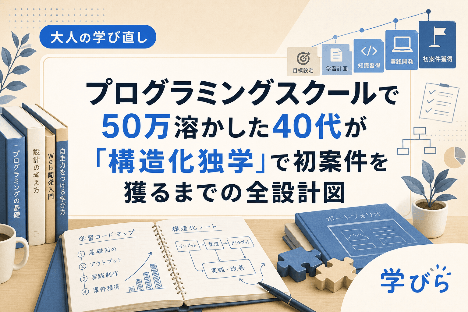 プログラミングスクールで50万溶かした40代が「構造化独学」で初案件を獲るまでの全設計図